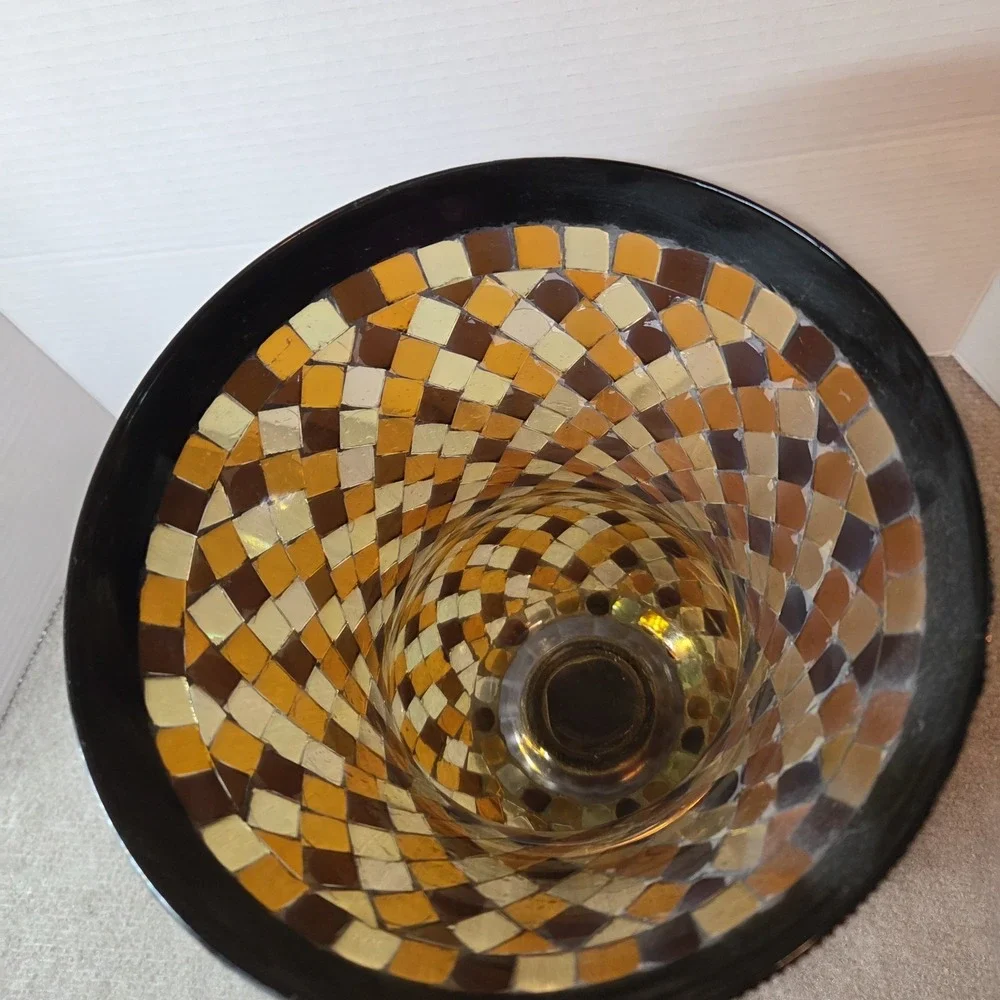 PartyLite GLOBAL FUSION Hurricane Mosaic Glass Rainbow Candle Holder 12" Tall - Picture 4 of 8